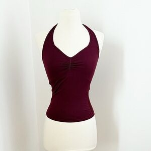 Free People Intimately Burgundy Seamless Halter Top XS S Stretchy Layering Tank